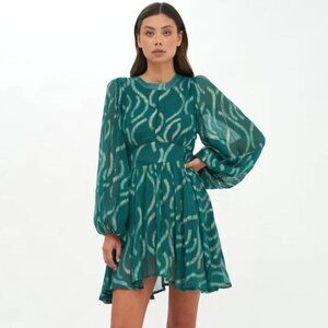 NWT Oliphant | Balloon Waisted Mini Dress in Aurora Teal - Size S